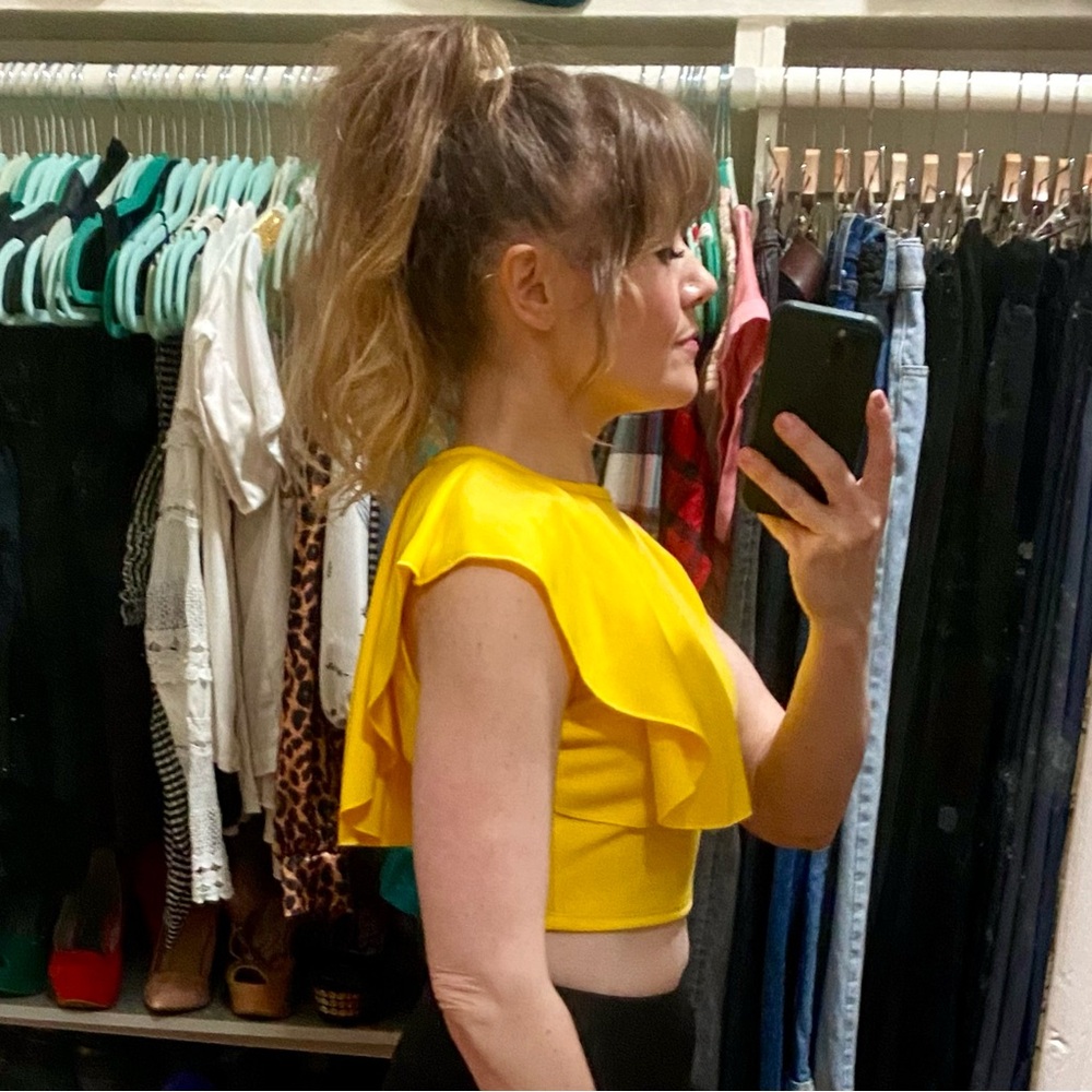 Yellow Ruffle Accent Top